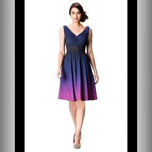eShakti Purple and Pink Gradient Midi Dress